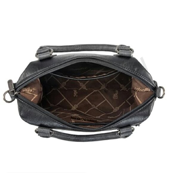 Two-Tone Doctor Bag Top Handle Satchel Barrel Purse Shoulder Bag Classic - Picture 6 of 8